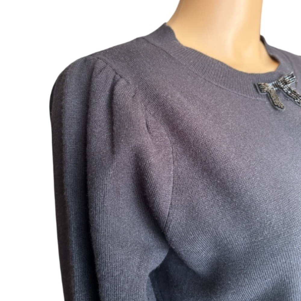 EXPRESS Women’s Beaded Bow Cardigan Elegant Understated Sophisticated Holiday - Picture 3 of 7